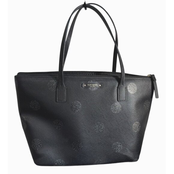 Kate‎ Spade New York Black Glitter Polka Dot Tote Bag - Picture 3 of 8